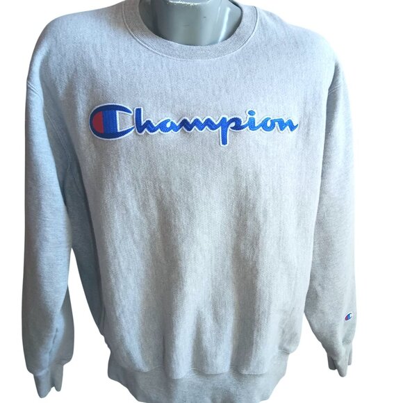 Vintage Men's Sweatshirt Large Champion Reverse Weave Spellout Embroidered Logo - Picture 2 of 7
